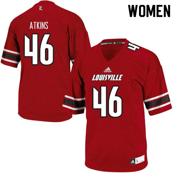 Women Louisville Cardinals #46 Lamar Atkins College Football Jerseys Sale-Red